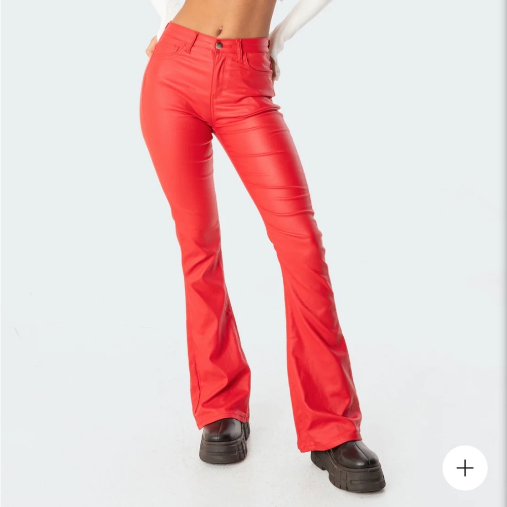 Edikted Faux Leather Flare Pants
